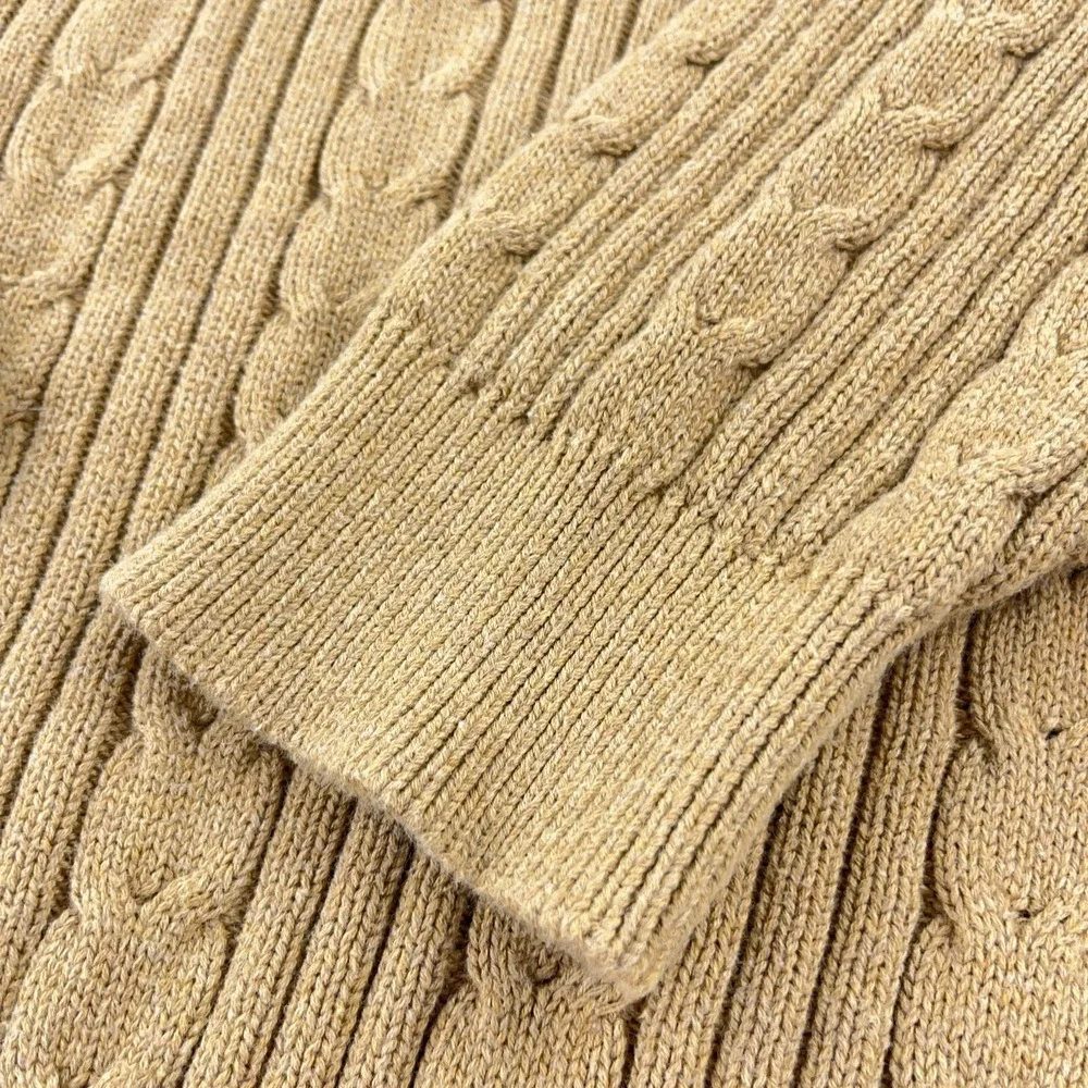 Eddie Bauer Sweater Men Large Tall Brown Heavy Cable Knit Pullover Textured - Picture 4 of 12